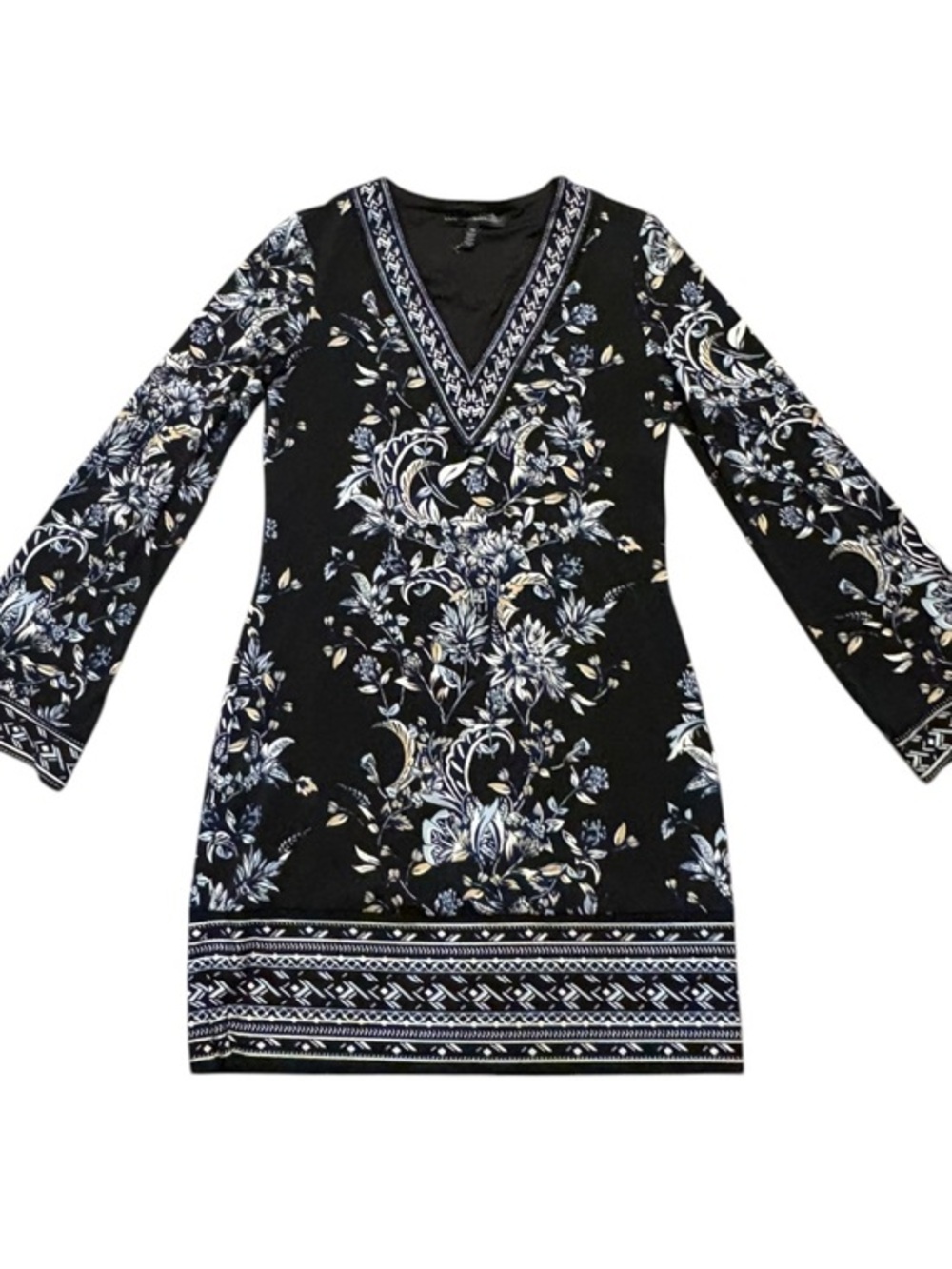 White House black market black blue tunic top mini dress